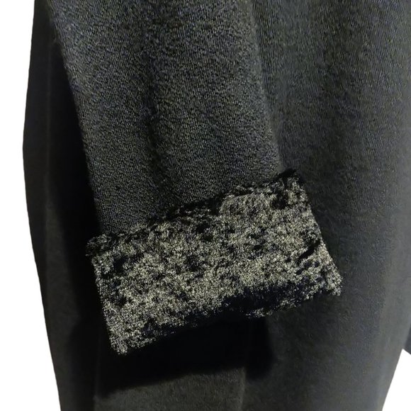 Liz Claiborne Vtg Black Acrylic Wool Faux Fur Collar Cuff Buttons Modest Dress L - Picture 7 of 11